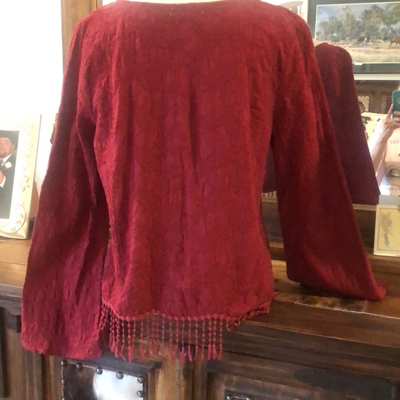 Coco Jameson ladies L/S textured top w/ fringe size XL - Picture 3 of 6